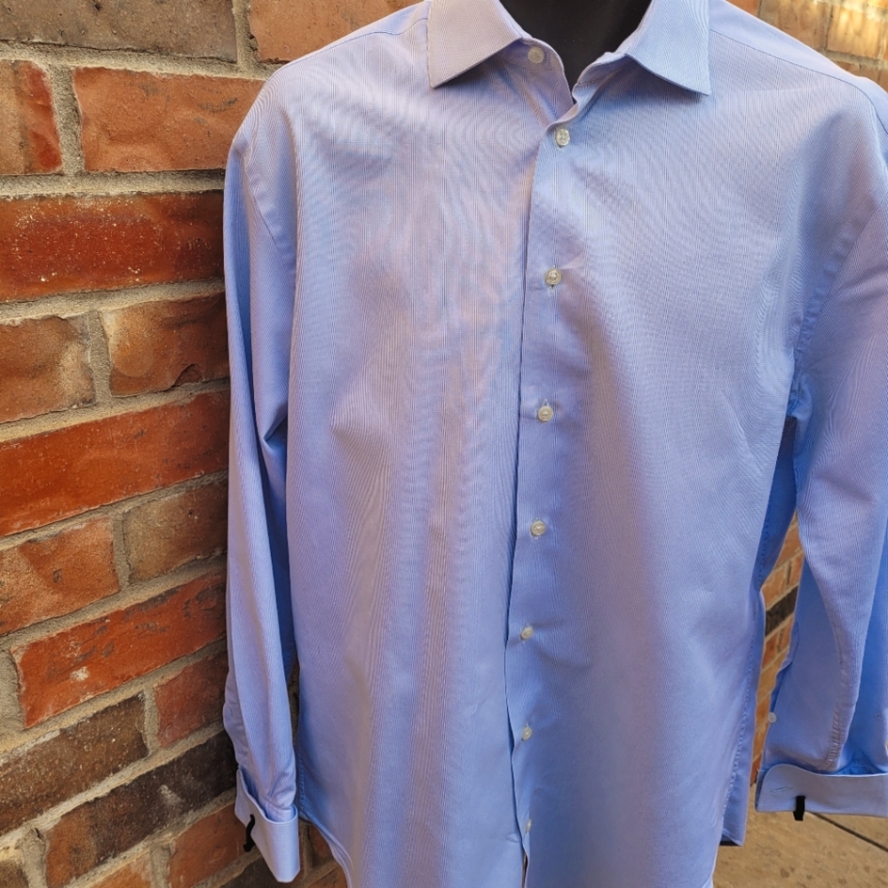 ARMANI Authentic Men's Dress Shirt Size 15 1/2 R Light Blue/White